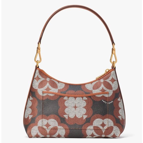 New Kate Spade Spade Flower Monogram Coated Canvas Medium Crossbody Black Multi - Picture 5 of 6